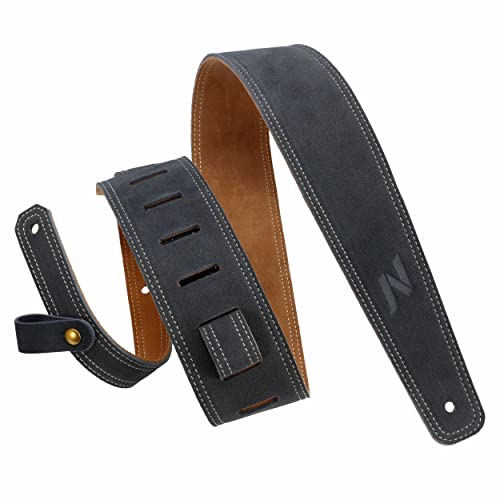 Nefelibata Pulseira de guitarra de couro de 2,5" com amortecimento de espuma, para guitarras acústicas, baixas e elétricas