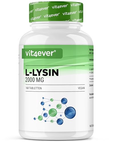 L-Lisina 2000-160 comprimidos - 1000 mg por um comprimido - De fermentação vegetal, sem aditivos indesejados - altamente dosado - Vegan
