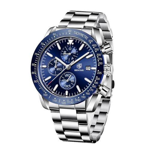 BENYAR Relógio para homem, cronógrafo de quartzo desportivo, marca de luxo de negócios da moda, relógio de homem com data analógica resistente à água