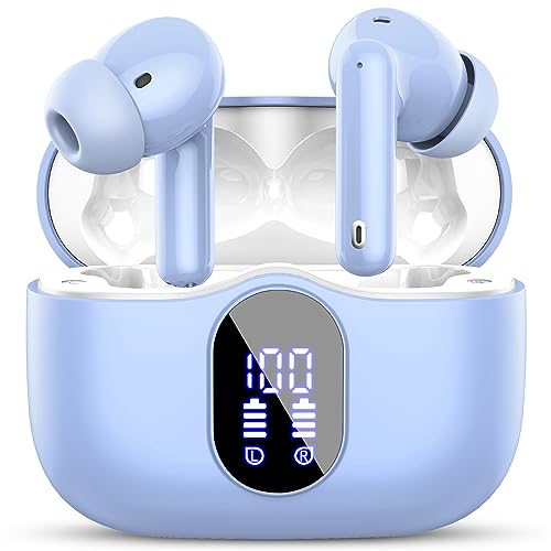 Auriculares sem fios, Bluetooth 5.3 com HD microfone estéreo HiFi ecrã LED, redução de ruído, 13 mm controlador dinâmico, IP7 impermeável 36H capacetes sem fios