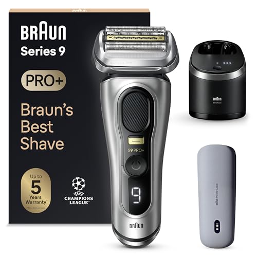 Braun Series 9 Pro máquina de barbear elétrica para homem, máquina de barbear e centro de limpeza SmartCare, PowerCase, em seco e molhado, 9577cc, prata