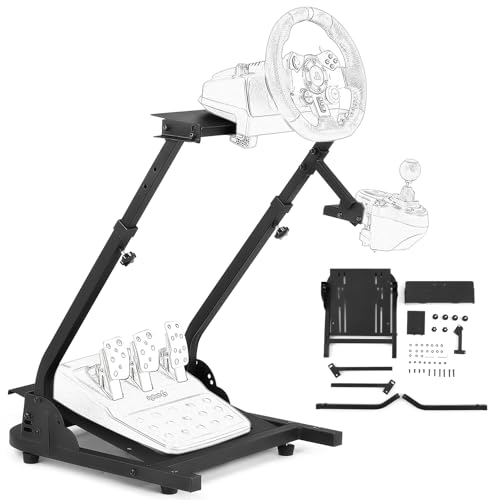 CO-Z Soporte Volante Plegable Compatible con Simuladores y Volantes como Logitech G920 G27 G25 G29 Thrustmaster T80 T150 TX F430 y Más Soporte para Volante Ajustable en Altura sin Pedales ni Volante