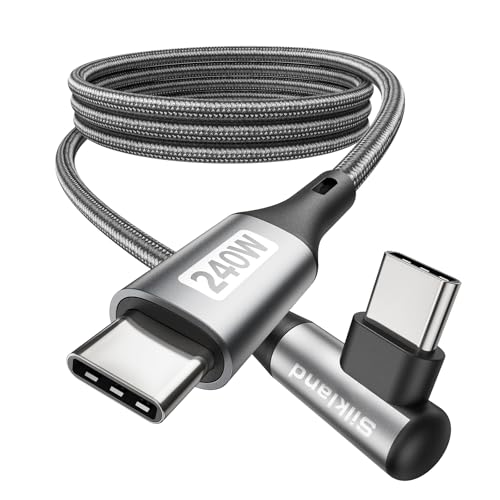 Silkland Cabo USB C a USB C 2M [240W 48V/5A], PD3.1&QC4.0+ cabo tipo C de carregamento rápido de 90 graus para iPhone 17 16 15/Pro Max/Plus, Samsung S25 Ultra S24-S21, MacBook Pro. /Air, I Pad Pro/Air