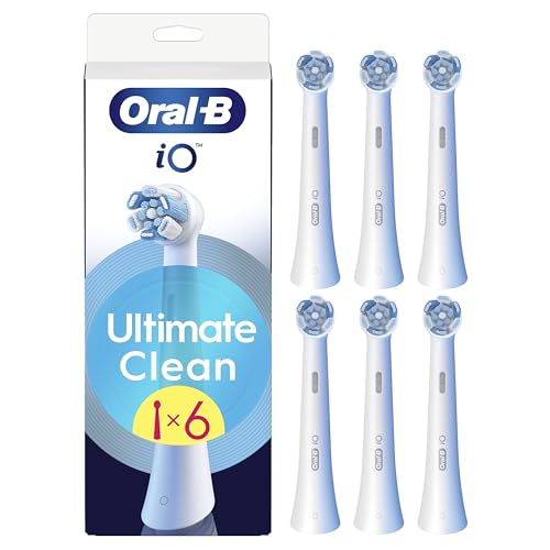 Oral-B Series iO Ultimate Clean cabeças de substituição originais, conjunto de 6 peças brancas para escovas de dentes elétricas oral - B iO, remoção profunda da placa bacteriana