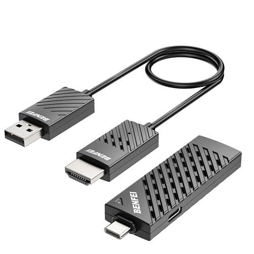 BENFEI Transmissor sem fios USB C e kit de recetor HDMI, suporte 1080P USB-C para HDMI transmissor sem fios de até 98 pés / 30 metros, 65 W PD, compatível com MacBook, iMac, S23, XPS17