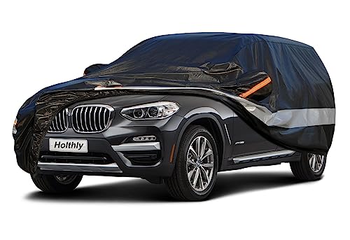Holthly Capa de carro SUV exterior de 10 camadas, cobertura de carro 4 x 4 impermeável, proteção de sol para carro, capa para carro adequado para Audi Q5, BMW X3, Mercedes GLC, VW Tiguan Allspace,
