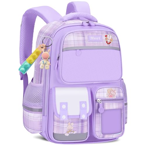 Amythe Mochila escolar primária para meninas, 2025, mochila para meninas Kawaii com pendente 6 a 12 anos, mochilas escolares menina ergonómica, impermeável e leve, 24 litros, 6011