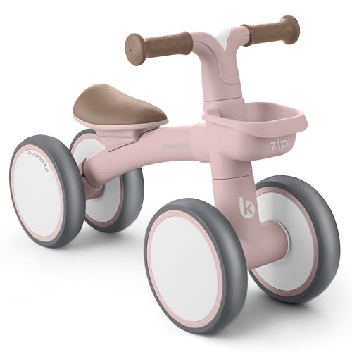 KikkaBoo Bicicleta sem pedais ZIPI, corredores bebé de 1 a 3 anos, bicicleta de equilíbrio, bicicleta para bebé com cesta, ajustável, brinquedo para crianças, presente bebé, rosa