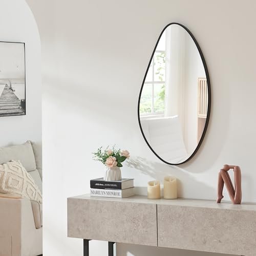 [en.casa] Espelho de parede Orland espelho mural com moldura em forma de gota para corredor sala de estar quarto decoração design exclusivo 82 x 46 cm - preto