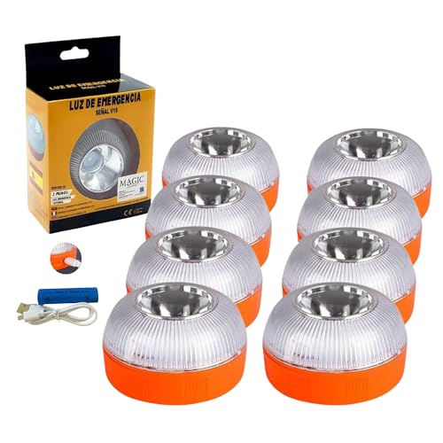 MAGIC SELECT 8 x luz de emergência V16, autorizada para sinalização de emergências na estrada para carro e moto. Lanterna de veículo estampada. Carregador de carro USB duplo.