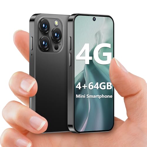 Mini Smartphone 4G, telefone Mini desbloqueado de 4 + 64 GB com ecrã HD de 3,88 polegadas, bateria de 2000 mAh, câmara de 5 MP, duplo SIM, design ultrafino para telemóvel infantil (preto, 4, GB)