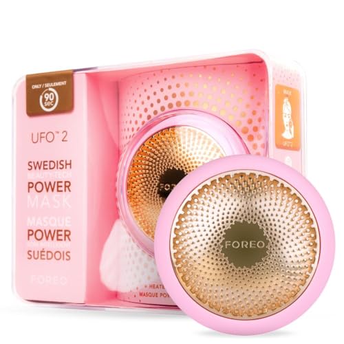 FOREO UFO 2 tratamento de máscara led facial, espectro completo luz led, terapia de luz led, máscara led facial, crioterapia, massajador facial, aumenta a absorção dos cuidados faciais, rosa pérola