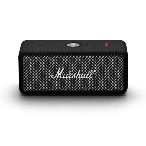 Marshall Emberton II Altifalantes Bluetooth portáteis, sem fios, emparelháveis, IP67 resistentes ao pó e à água, acima de 30 horas de tempo de reprodução - preto e aço