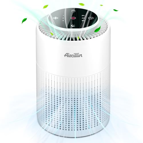 Aircillin Purificador de ar com filtro HEPA, Air Purifier cobre até 765Sq Ft, elimina 99,97% de alergia de pólen, odor e concha de animal de estimação, fumo, 23 dB, temporizador, luz noturna