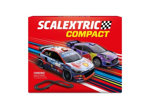 Scalextric - Circuito COMPACT - Pista de corridas completa - 2 carros e 2 comandos 1:43 (Chrono Masters)
