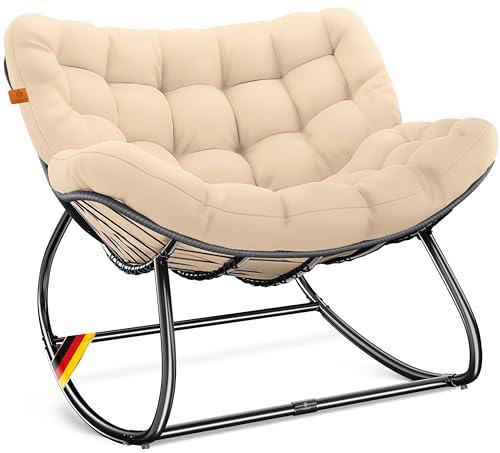 KESSER® Cadeira de cadeira ergonómica para interior e exterior, carga máxima de 120 kg, poltrona relaxante com pernas antiderrapantes, resistente às intempéries, ideal para varanda, jardim e sala de