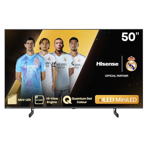 Hisense 50U6NQ Mini-LED TV, 50 polegadas, com Quantum Dot Colour, Full Array Local Dimming, modo de jogo 60 Hz VRR de 120 fps, Dolby Vision & Dolby Atmos, AirPlay, processador Hi-VRR iew Engine E