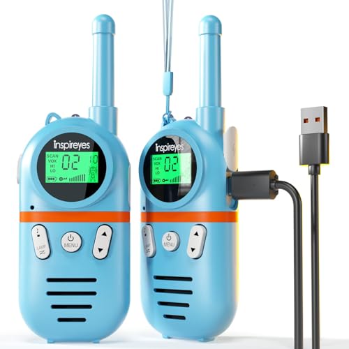 Inspireyes Walkie Talkie crianças recarregável, 48 horas de tempo de trabalho, 3 quilómetros de longo alcance, presentes de aniversário, brinquedos ao ar livre para crianças dos 3 aos 12 anos,