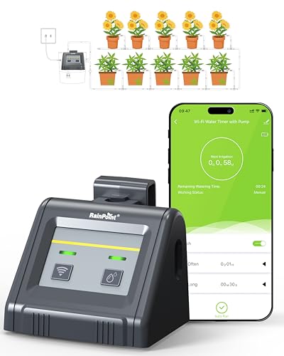 RAINPOINT Sistema de rega automático WiFi para plantas de interior, kit de irrigação por gotejamento de bricolage controlo remoto do modo de rega automático/manual/ através da aplicação