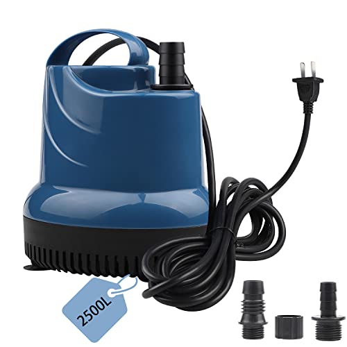EXLECO Mini bomba de água submergível para aquário, 2500 L/H, 40 W, 230 V, altura de remoção: 2,3 m, cabo de 2,5 m, diâmetro de saída: 12/16/20 mm, para jardins, aquários, tanques, poços