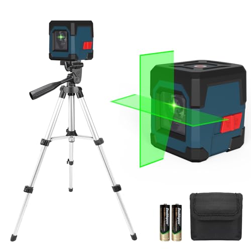 Nível laser com tripé, RockSeed Cruz verde nível laser pontos horizontais e verticais nível laser rotativo automático de 360 graus com modo manual / automático IP54
