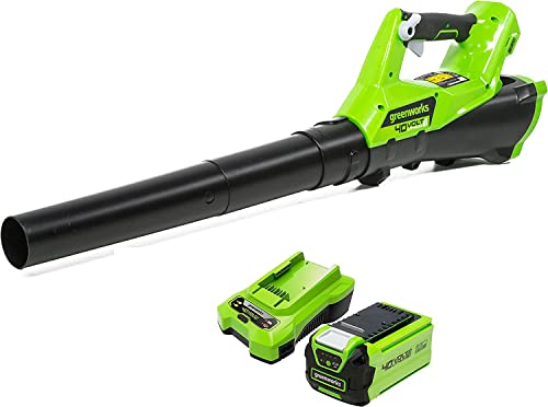 Greenworks G40ABK2 Soprador de folhas a bateria xial, com controlo de cruzeiro, 177 km/h, 11,05 m³/min, bateria de 40 V 2 Ah e carregador, garantia de 3 anos