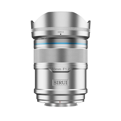 SIRUI Sniper Lente de foco automático de 33 mm, F1.2 alvo grande angular APS-C, X Mount lente para X-H2s, X-T5, X-M5, X-S20 (X Mount, Silvery)
