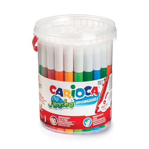 Carioca JUMBO Bote com ASA, 42312 Marcadores de ponta Maxi super laváveis, 50 unidades, multicolorido