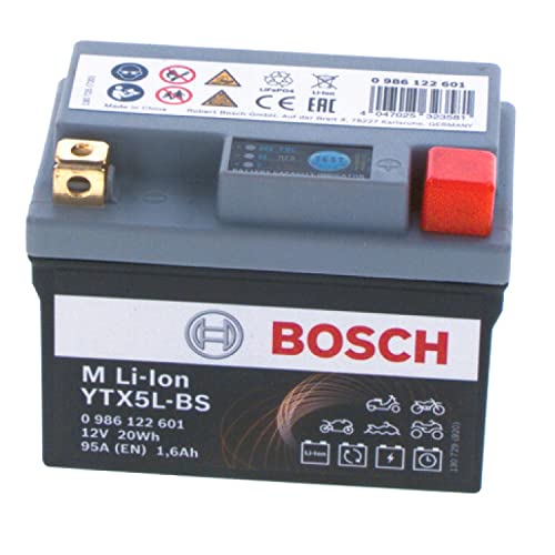 Bosch 0986122601 - Bateria de iões - lítio para motocicletas 12 V 95A 1,6 Ah Ion-Lite equivalente a 5 Ah chumbo - Adequada para motocicletas, motas, enduros, scooters, quadros, motas de água