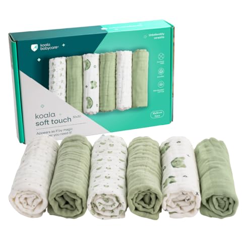 KOALA BABYCARE - Muselinas bebé algodão 30 x 30 - pacote com 6 unidades - muselinas de algodão para bebés recém-nascidos