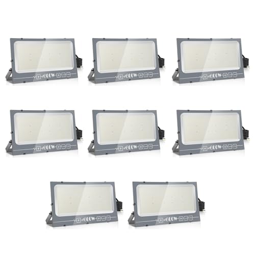 Loyal Projetor LED exterior: 600 W projetor exterior super luminoso 3000 K branco quente 60000 LM - IP66 impermeável ajustável com pinça para jardim, garagem, campo de desporto