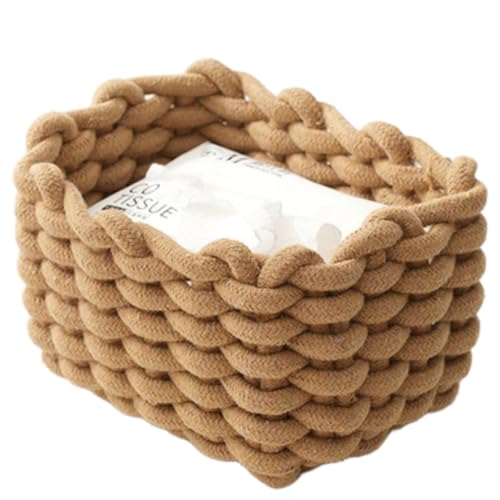 JJQHYC Cesta de corda de algodão tecida, cesta de armazenamento de corda, organizador de casa de banho, cesta de armazenamento para armário de berçário (castanho)