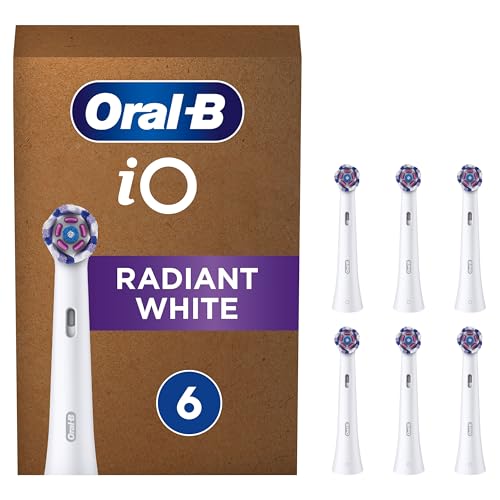 Oral-B iO Radiant White Peças sobresselentes para escova de dentes elétrica, embalagem de 6 cabeças, branco - originais (tamanho da caixa de correio)