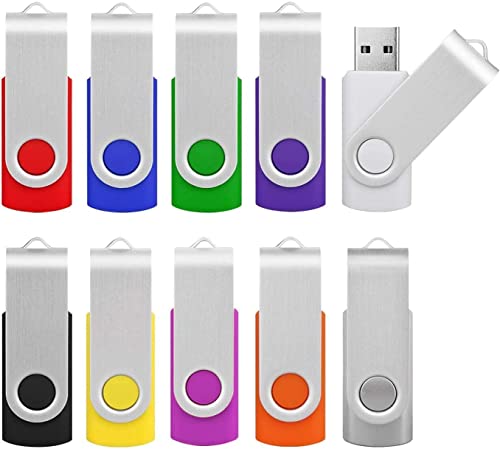 KOOTION Pendrives USB [10 unidades, USB 3.0 ] Memória USB 64 GB leve pequeno e prático lote Pendrive 64 GB de 360 ° com tampa metálica colorida USB Stick Flash para computador/TV/Carro/Player, ect