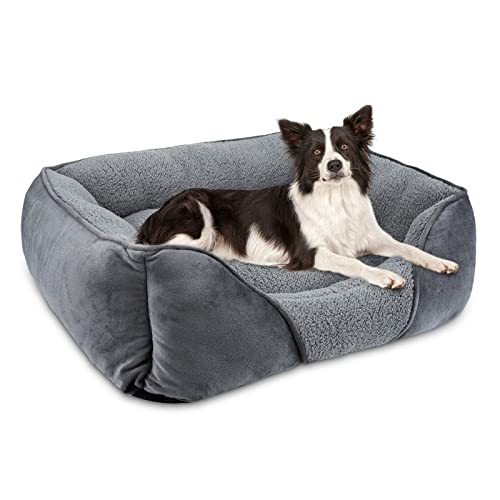 FURTIME Cama cão, cama de cães médios, lavável esponjosa, antiderrapante, anti-ansiedade, camas para cães, macia e respirável, confortável, 63 x 53 x 20 cm