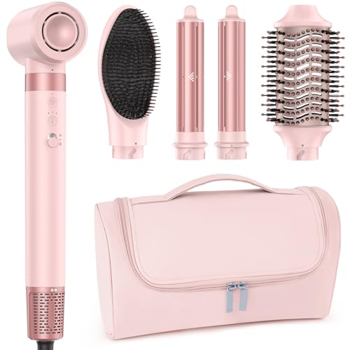 MESCOMB Escova de ar quente secador, [5 em 1] Multifunzione modelador desmontável Air Styler Set With Iones negativos secador, modelador e escova térmica para cabelo seco, liso e encaracolado