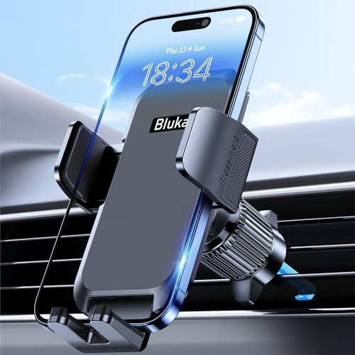Blukar Suporte móvel para carro, suporte de telemóvel para carro universal de ventilação com clipe superestável, operação única mão e rotação de 360°, suporte de telemóvel carro para Smartphone/GPS