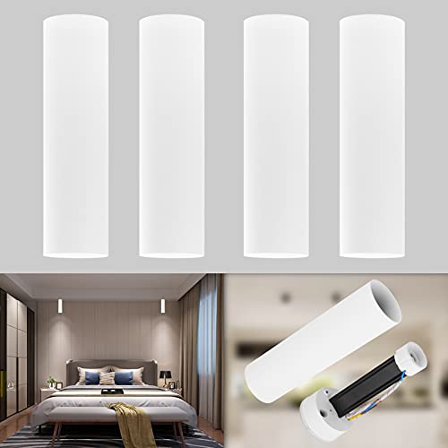 Klighten 4 unidades holofote de teto branco GU10, holofotes superfície de alumínio holofotes redondos modernos lâmpada holofotes teto para cozinha, sala de jantar, sala de estar, 56 x 200 mm, lâmpada