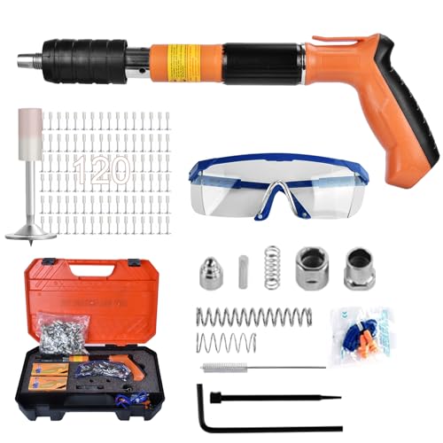 Pistola de unhas manual máquina de lavar concreto pistola puxadores ranhura com 120 pregos de aço redondo ajustável 5 velocidades pistola unhas Nail Gun com silenciador pistola de parede ferramentas