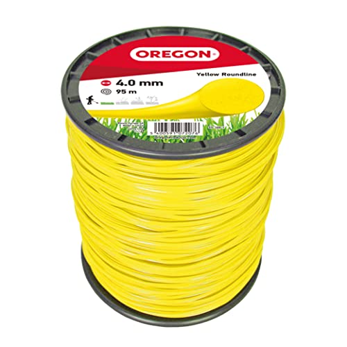 Oregon Fio redondo amarelo para desboçadores e corta-relvas, nylon de qualidade profissional, compatível com a maioria dos modelos, 4 mm x 95 m (69-388-Y)