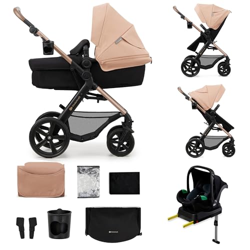 Kinderkraft MOOV 2 EVA Cadeira de carro 4 em 1, Mink PRO I-Size, MINK FX, sistema de viagem, carrinho de bebé, carrinho de passeio, dobrável, para recém-nascido, desde o nascimento até aos 3 anos