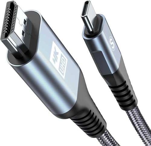 Cabo USB C a HDMI 4 m, cabo tipo C para HDMI 4K@UHD para Thunderbolt 4/3, compatível com i Phone 16 15 Plus Pro Max, MacBook Pro/Air, iPad Pro, iMac, Galaxy S24/S23/S22/S21, Sul. Face XPS 15, etc.