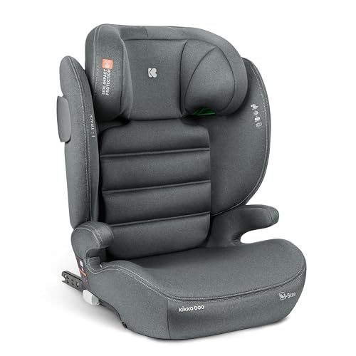 KikkaBoo i-Size i-Track, cadeira de carro, 15 - 36 kg, grupo 2/3, ISOFIX, proteção SPS lateral, 12 posições apoios de cabeça, cadeira automóvel infantil, cinzento