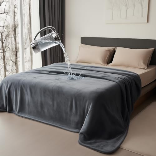 Bedding Aid Cobertor impermeável, manta impermeável cama, manta impermeável cão, manta impermeável sofá (cinzento escuro/cinzento claro, 152 x 203 cm)