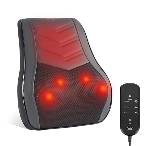 Boriwat Massajador de pescoço quente, massajador Shiatsu 3D amassador de costas, almofada de massagem para pescoço, ombros e dor nas costas, cinzento escuro