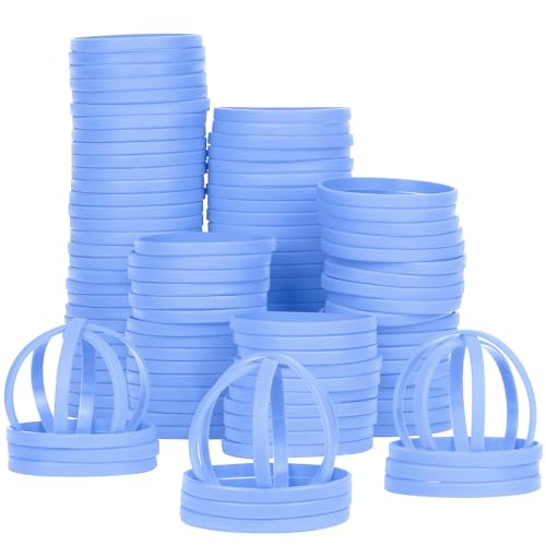 LVNRIDS 100 pulseiras de silicone para adultos, 20,3 cm de comprimento pulseiras elásticas de borracha para desportos presentes a granel suprimentos para professores decorações para festas azul claro