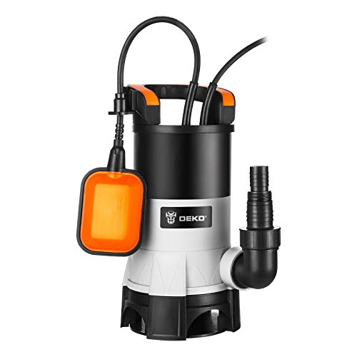 DEKO 400 W Bomba de águas sujas com interruptor de flutuador e fluxo máximo de 8000 l / H, corpos estranhos até 35 mm, para irrigação de piscinas, banheiras e jardins