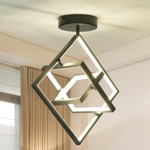 Qcyuui luz de corredor, candeeiro de teto embutido preto de 48 W, luzes de cozinha com luz LED moderna para corredor, quarto, varanda, corredor, escada