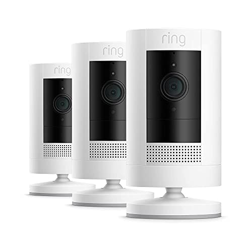 Ring Cámara exterior con batería (Stick Up Cam) | Cámara de vigilancia wifi HD para tu domicilio con comunicación bidireccional, instalación fácil | 30 días gratis de Ring Home | 3 Cámaras