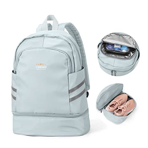 Mochila de ginásio para mulher com compartimento para sapatos, mochila grande de viagem para portátil, impermeável, casual, mochila escolar, mochila desportiva, bolsa de ginásio para natação, ioga